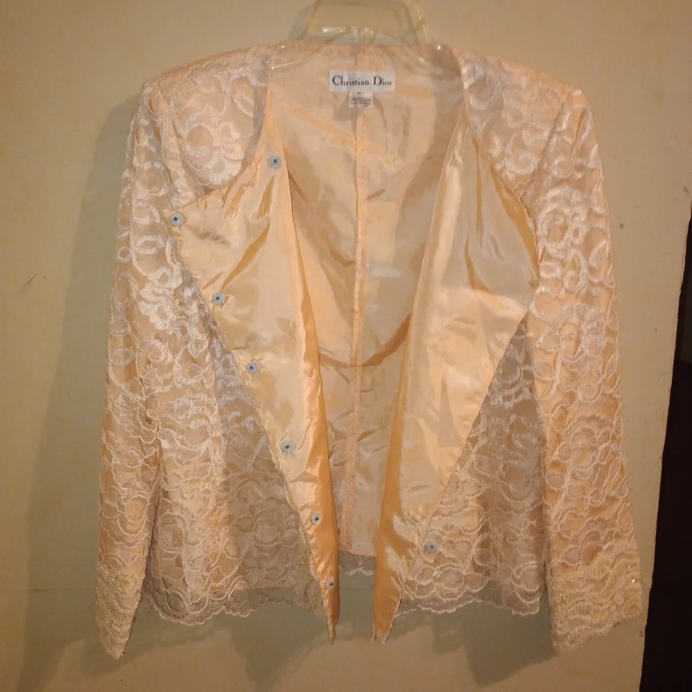 EUC Christian Dior Vintage 80s Lace Floral Jacket Women's Size 12